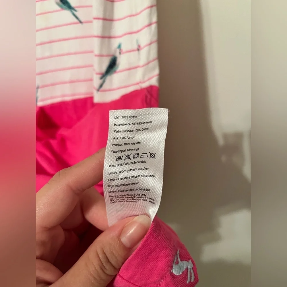 Joules Parrot Print Striped Pocket Dress